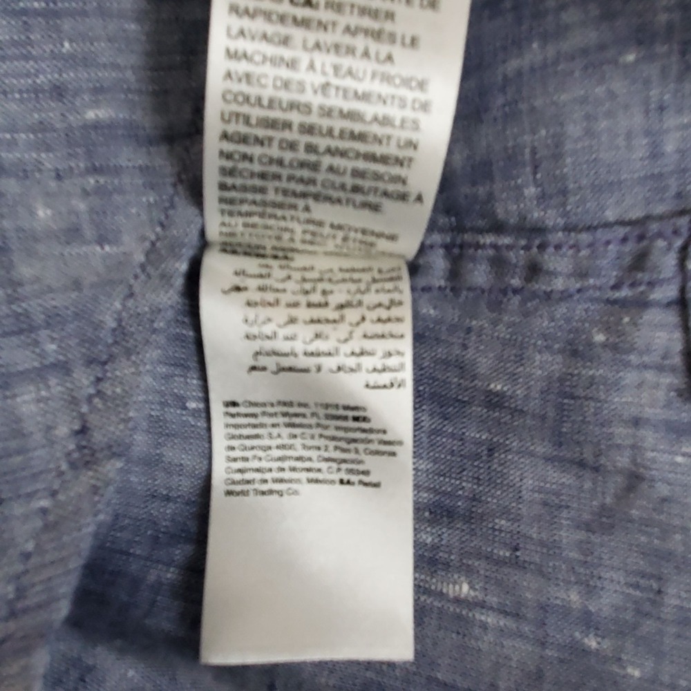 Chico's Women's No Iron Long Sleeve Linen Side-Button Shirt Size 0/US(4/6) - Picture 11 of 14